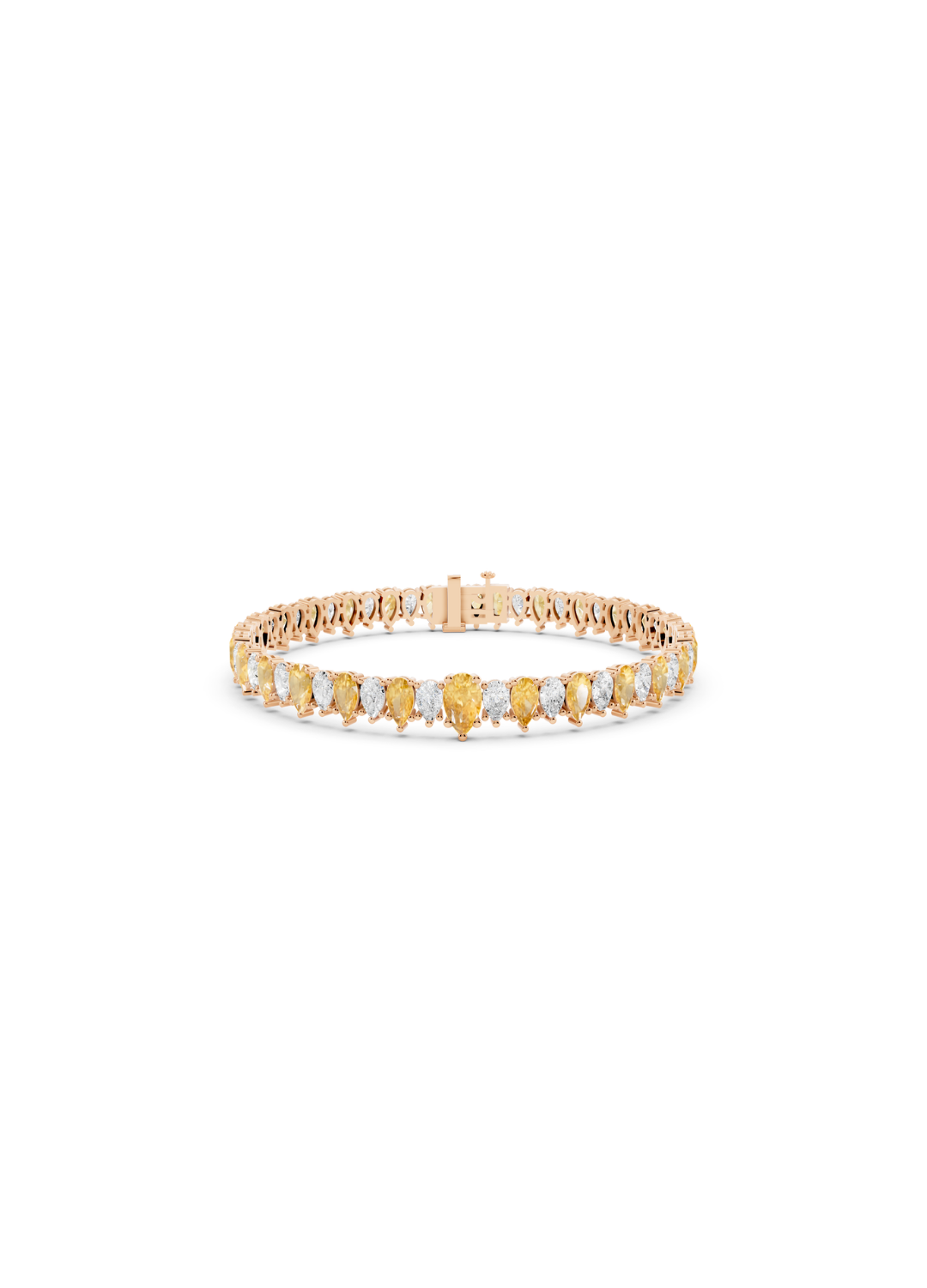 Yellow and White Diamond Alternating Pear Bracelet