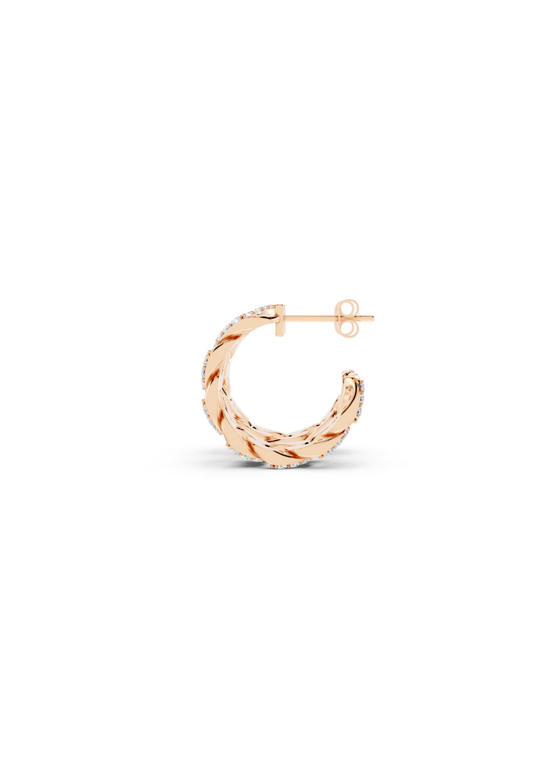 Pave Diamond Cuban Link Hoop Earrings