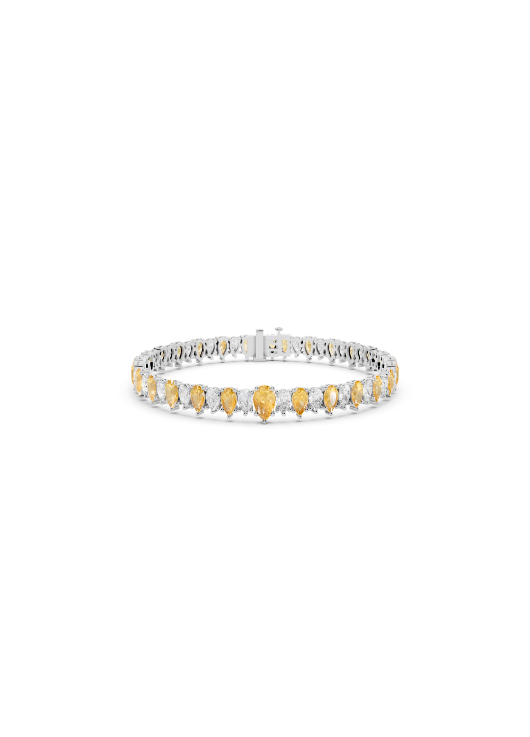 Yellow and White Diamond Alternating Pear Bracelet