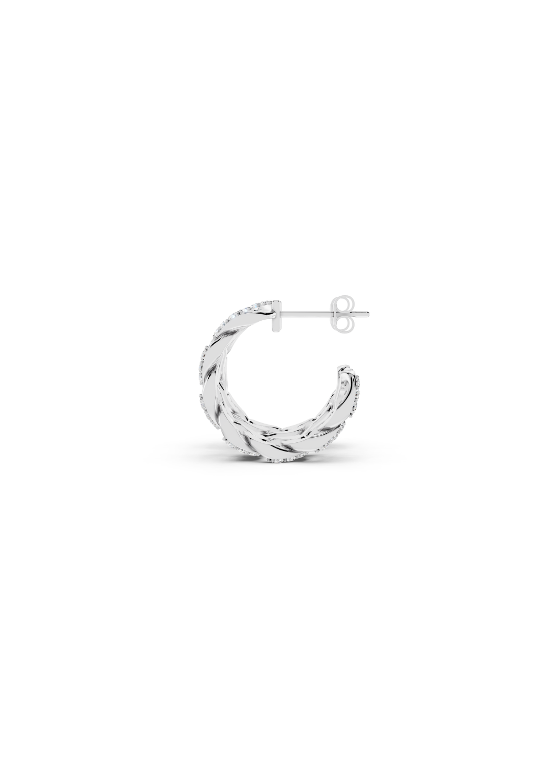 Pave Diamond Cuban Link Hoop Earrings