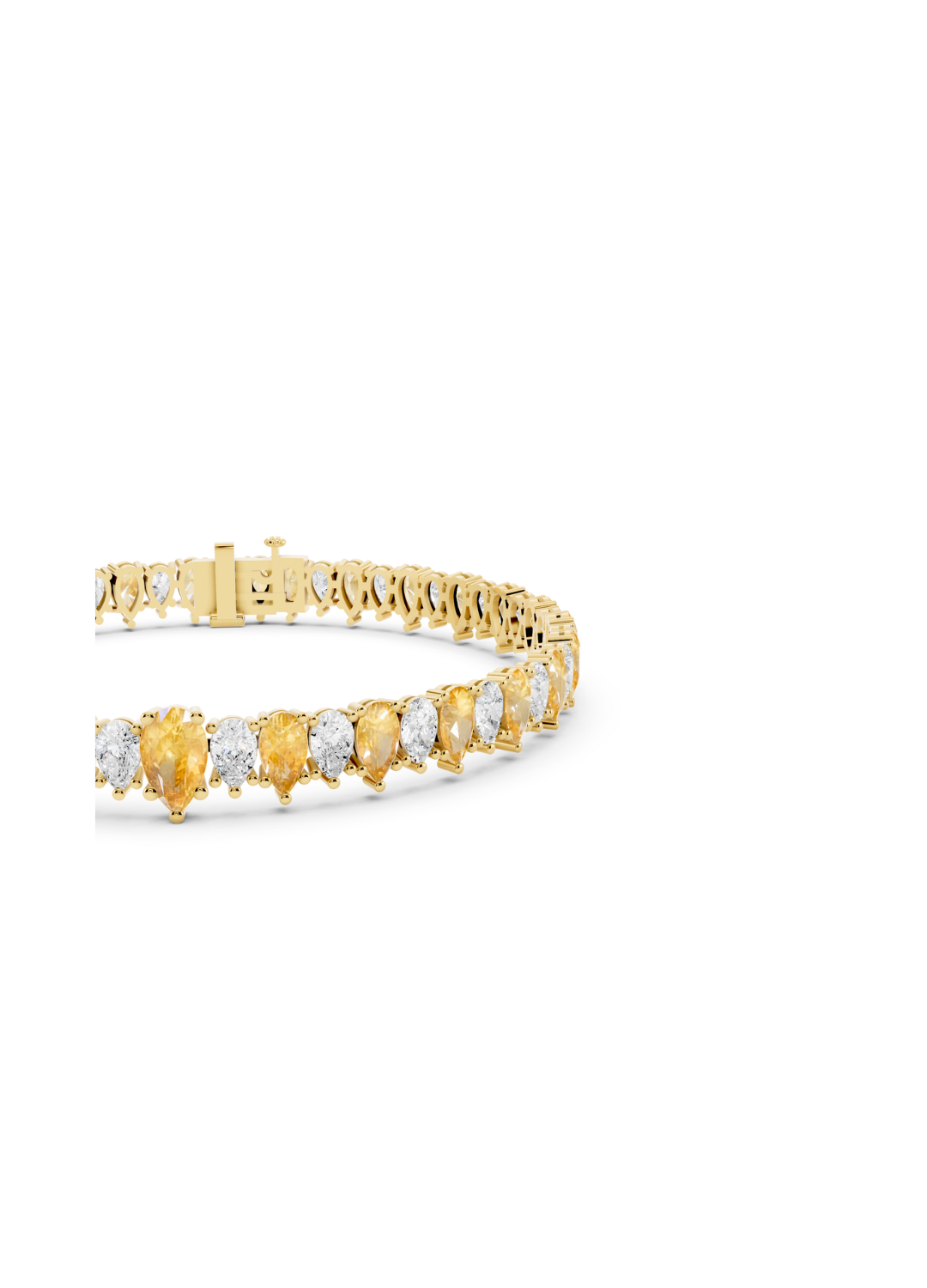 Yellow and White Diamond Alternating Pear Bracelet