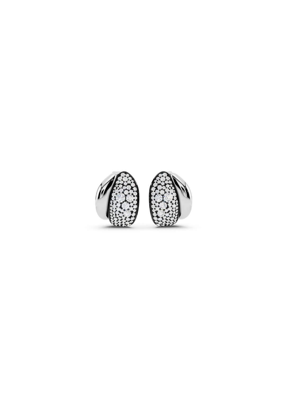 Pavé & Plain Domed Hoop Earring