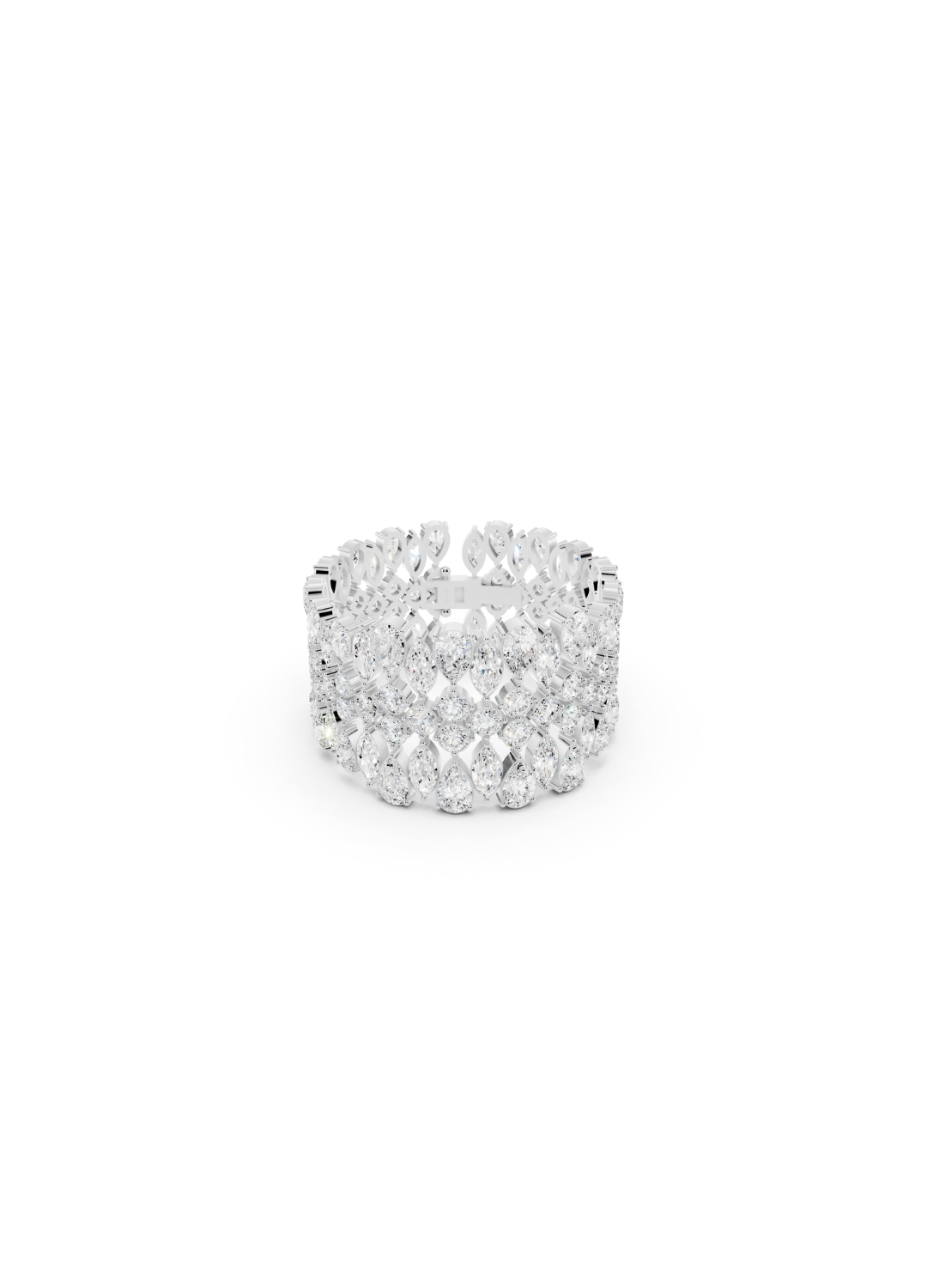Multi-Row Pear-Cut Diamond Statement Bracelet
