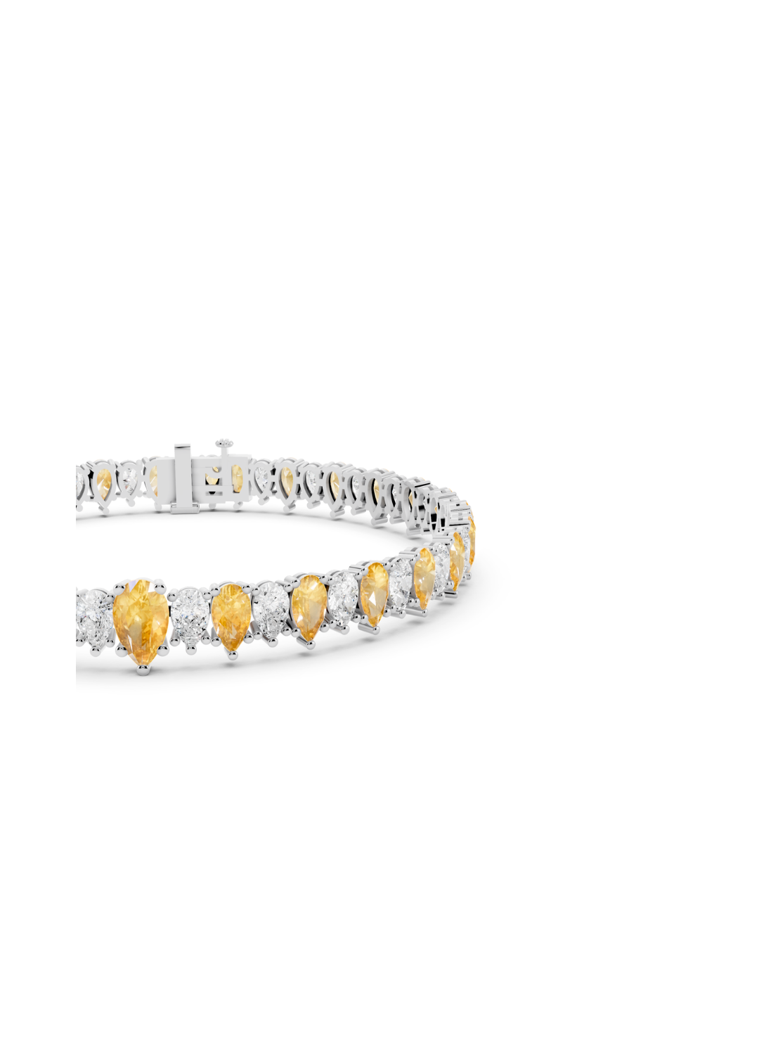 Yellow and White Diamond Alternating Pear Bracelet