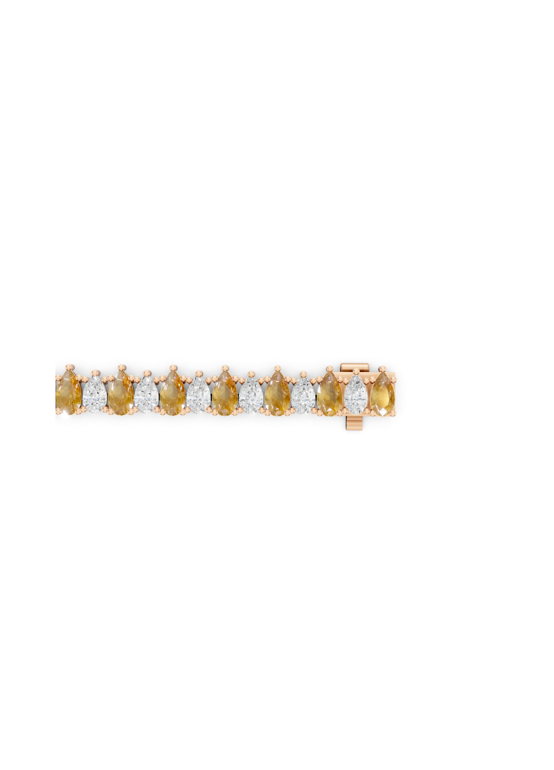 Yellow and White Diamond Alternating Pear Bracelet