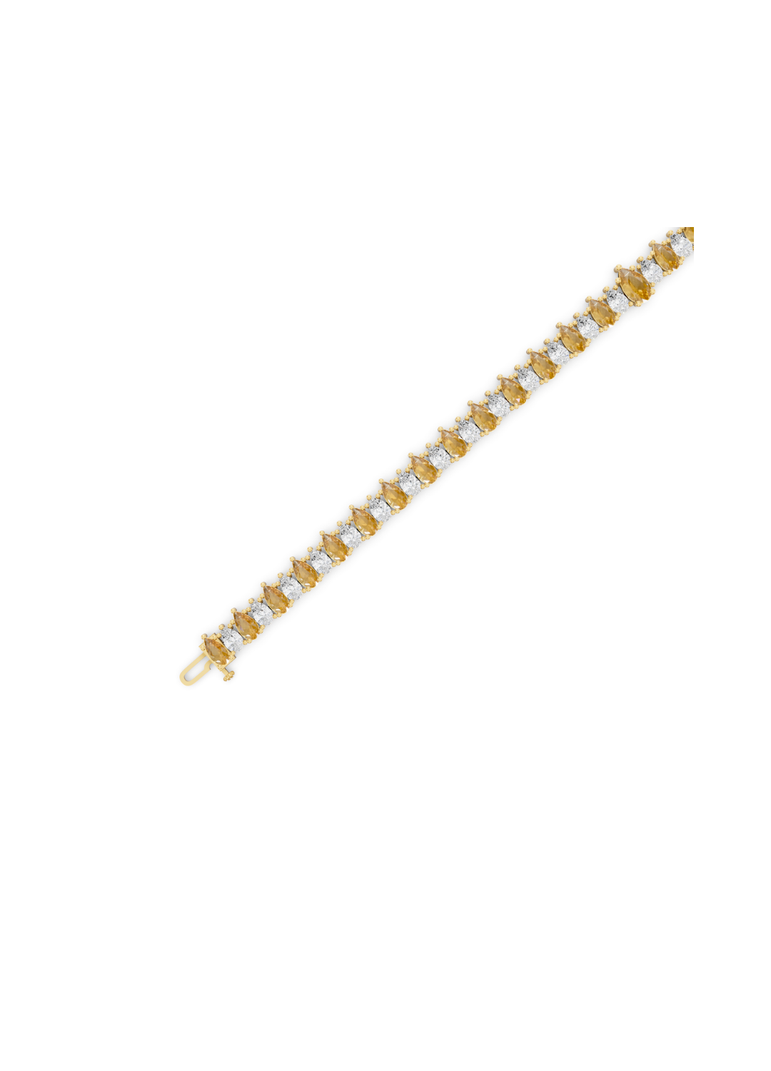 Yellow and White Diamond Alternating Pear Bracelet
