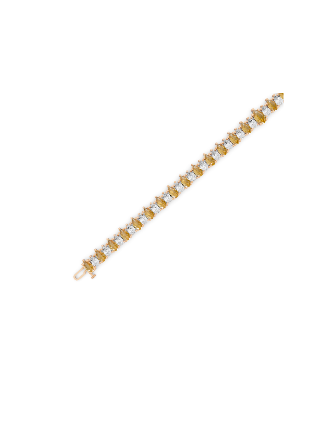Yellow and White Diamond Alternating Pear Bracelet