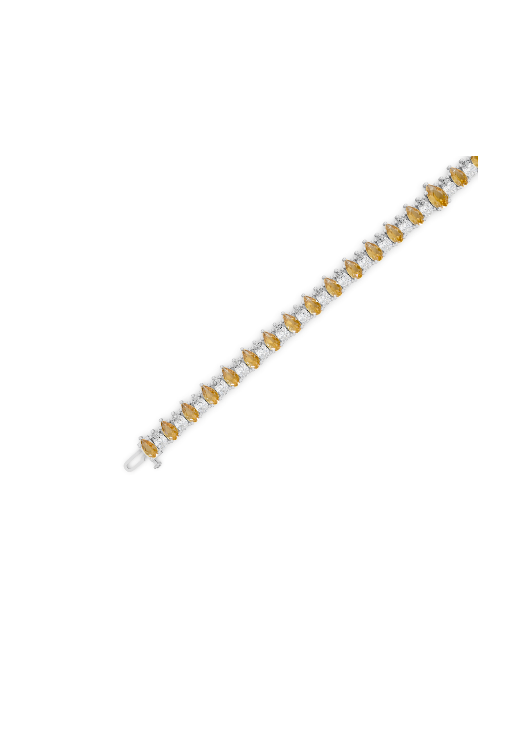 Yellow and White Diamond Alternating Pear Bracelet