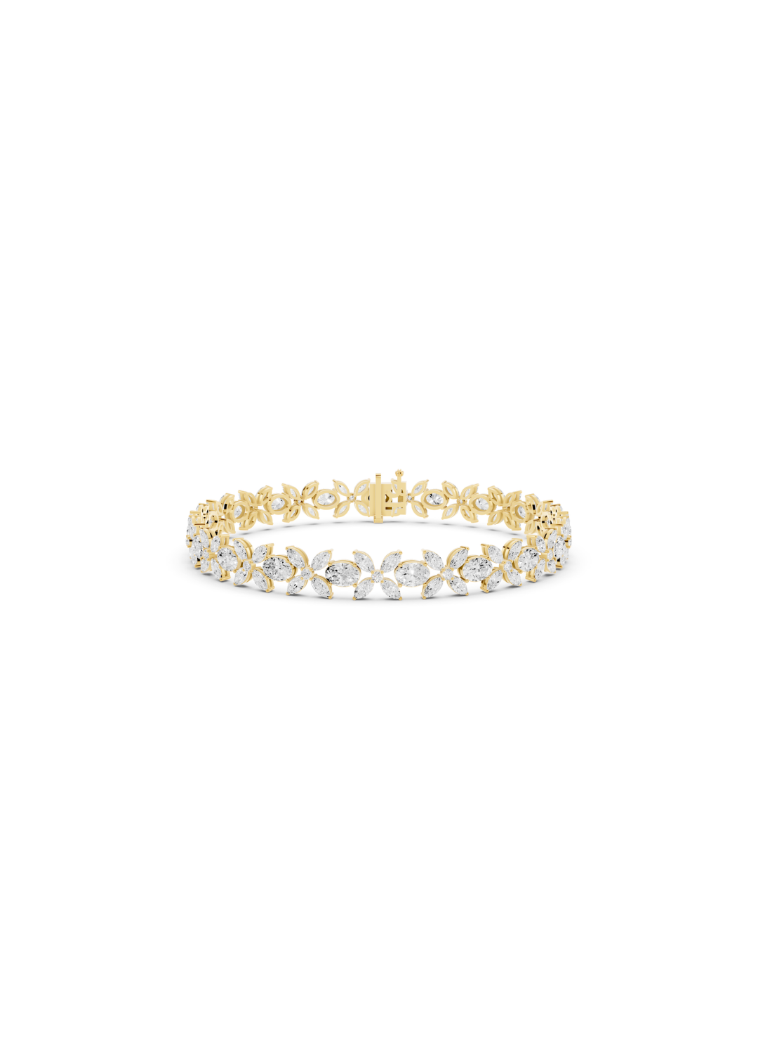 Floral Cluster Diamond and Oval Bracelet