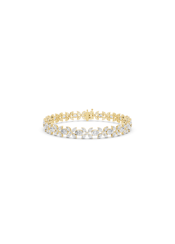 Floral Cluster Diamond and Oval Bracelet