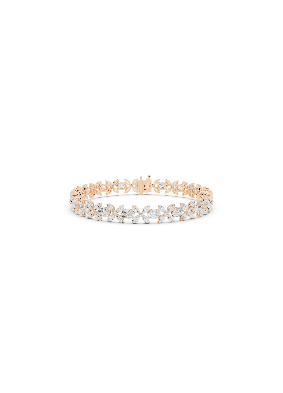Floral Cluster Diamond and Oval Bracelet