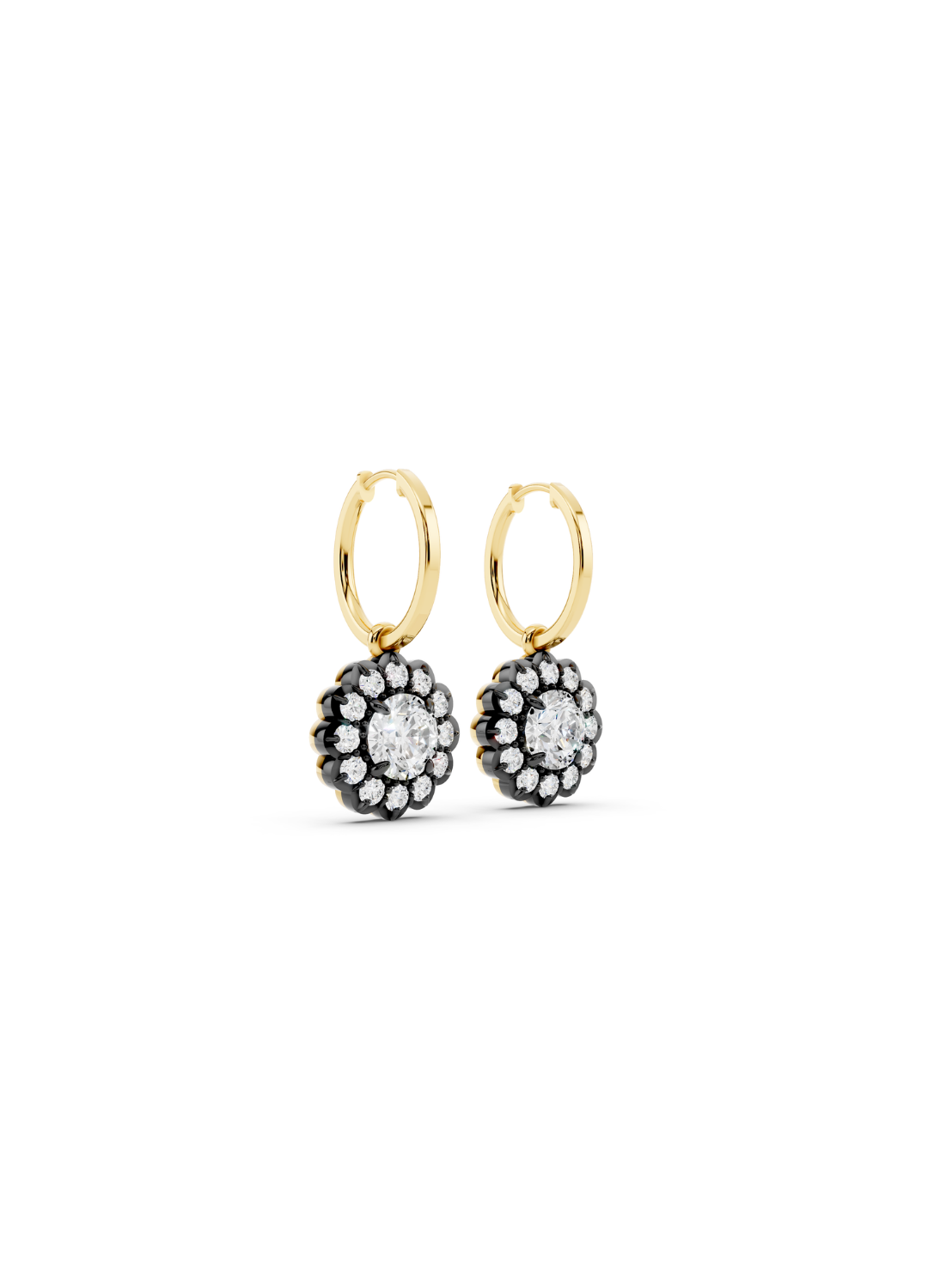 Round Diamond Cluster Drop Earrings