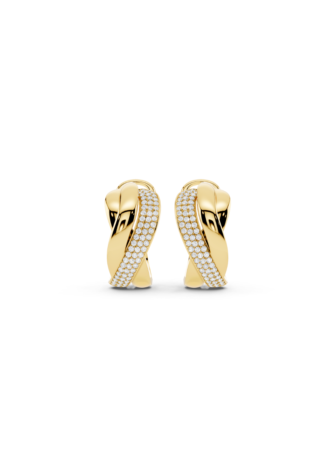 Two-Tone Crossover Diamond Earrings