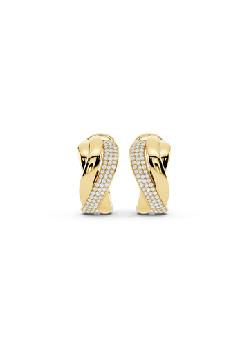 Two-Tone Crossover Diamond Earrings