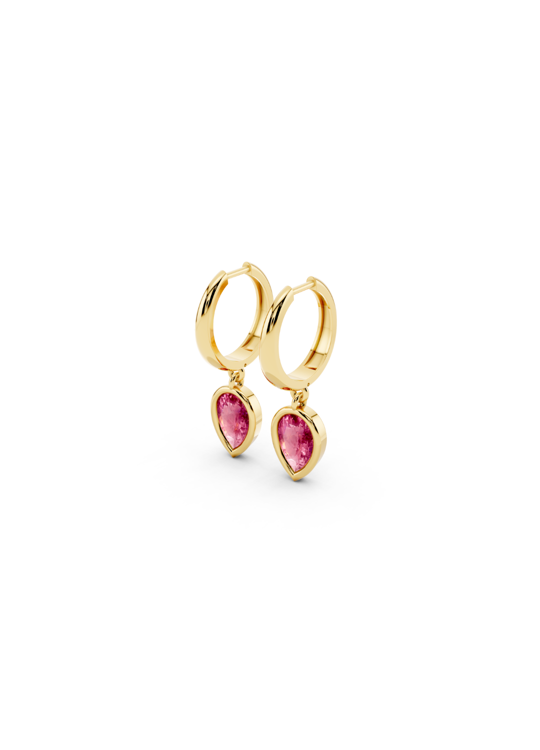 Pink Sapphire Drop Huggies