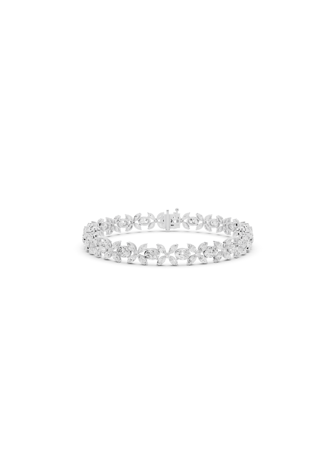 Floral Cluster Diamond and Oval Bracelet
