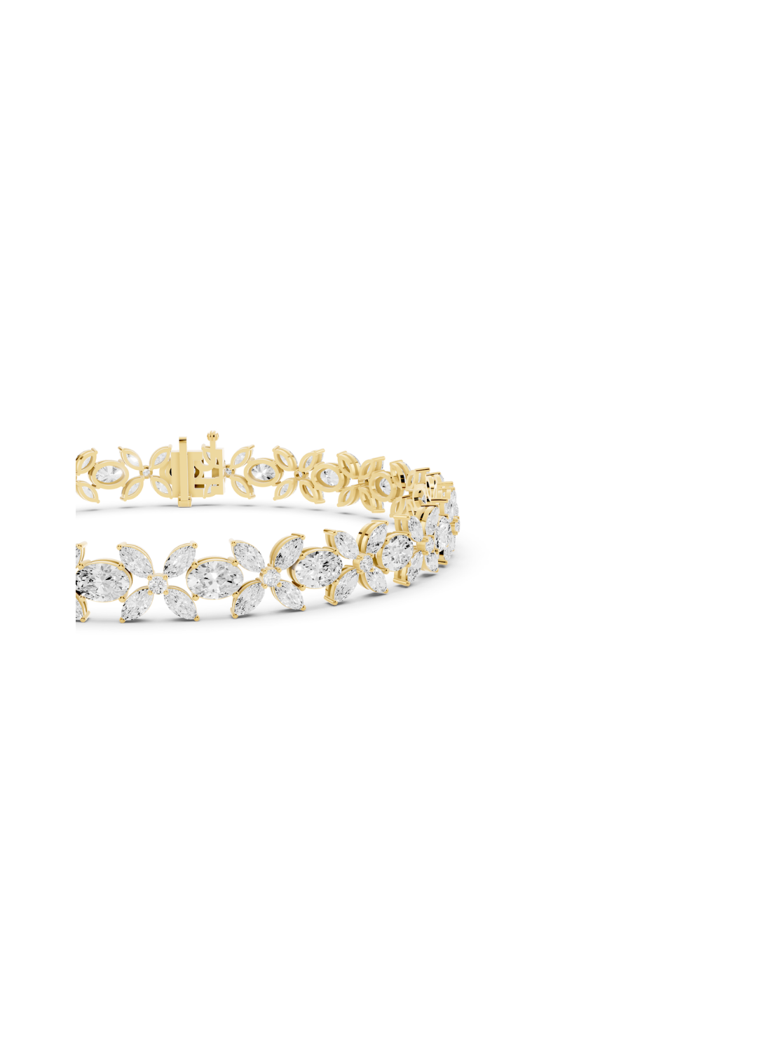 Floral Cluster Diamond and Oval Bracelet