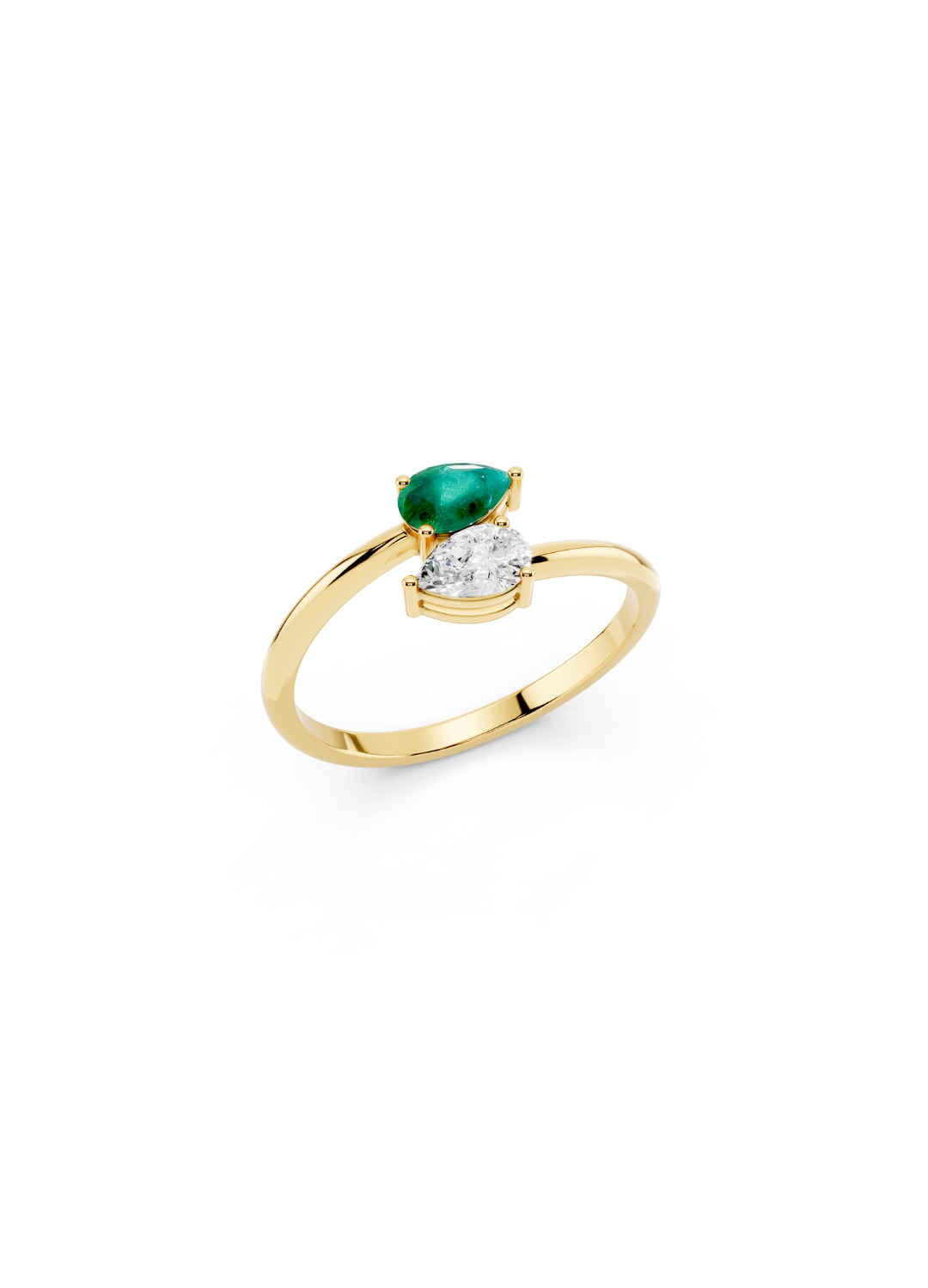 Pear Emerald Diamond Ring