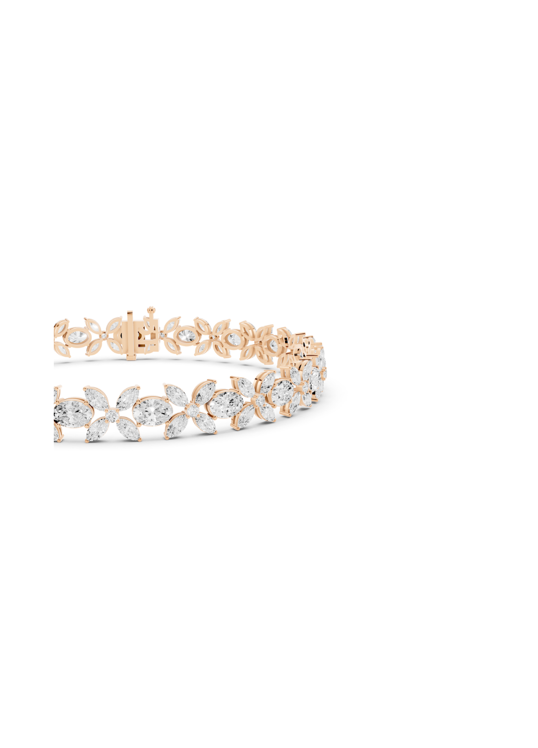 Floral Cluster Diamond and Oval Bracelet