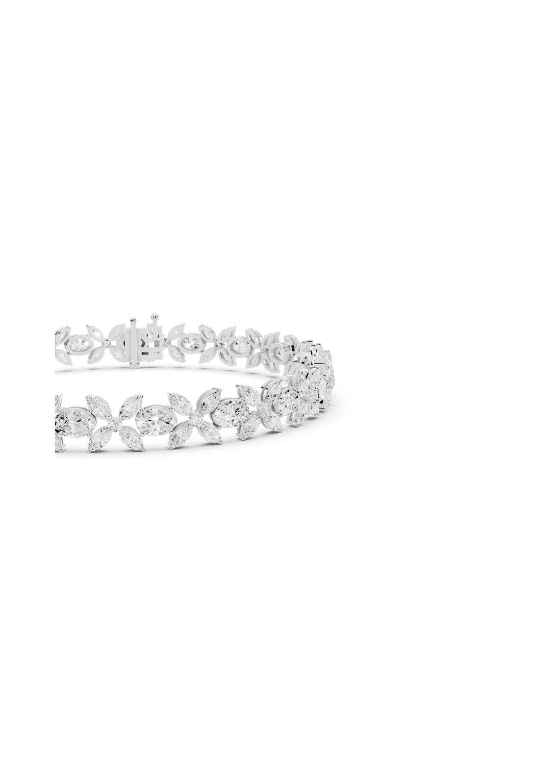 Floral Cluster Diamond and Oval Bracelet
