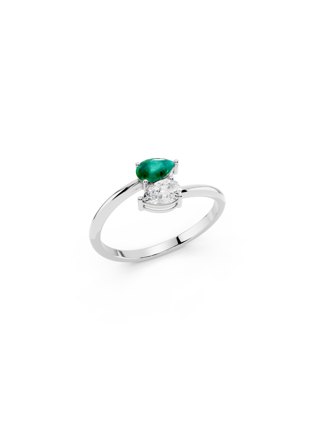 Pear Emerald Diamond Ring