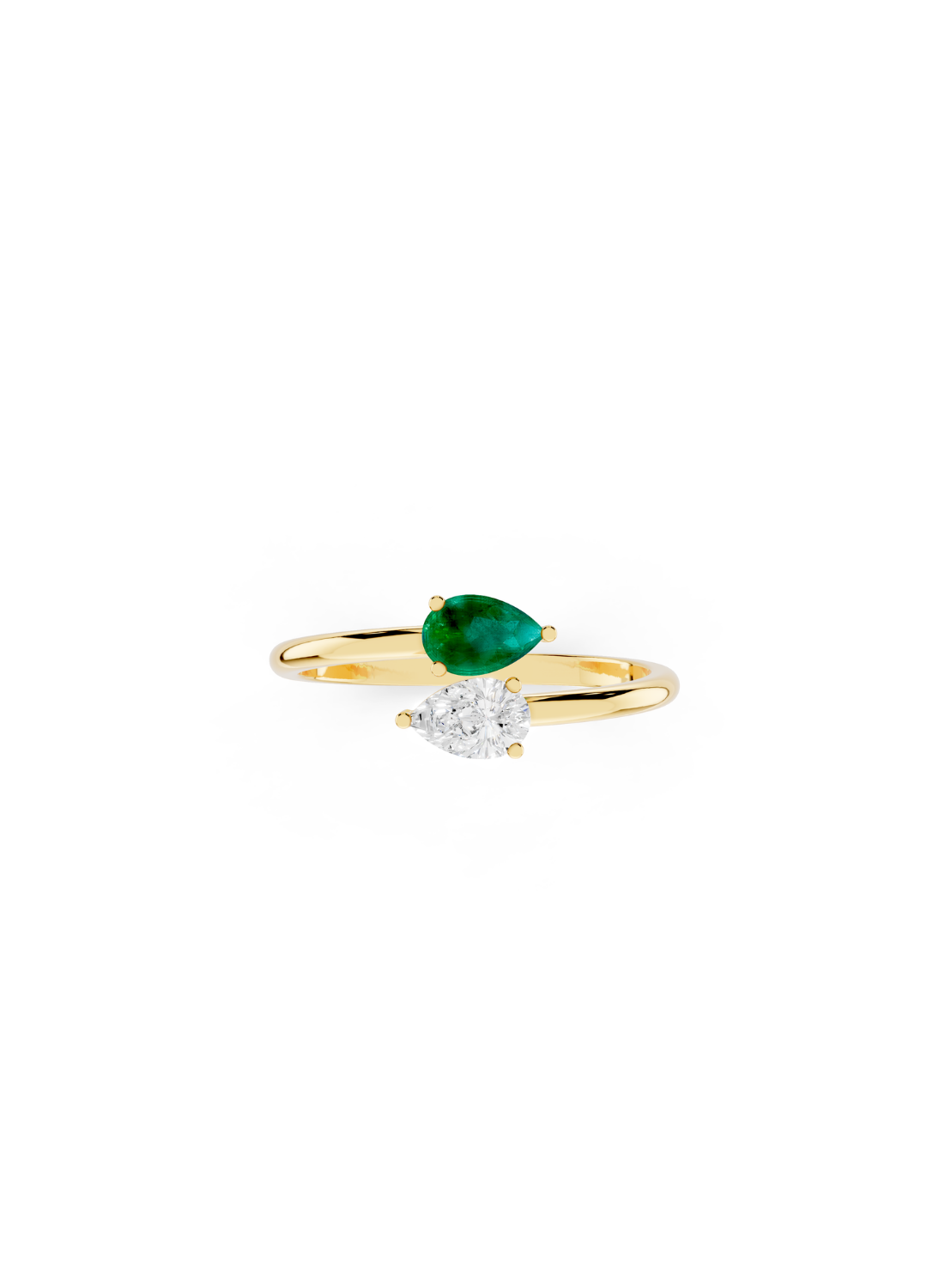 Pear Emerald Diamond Ring