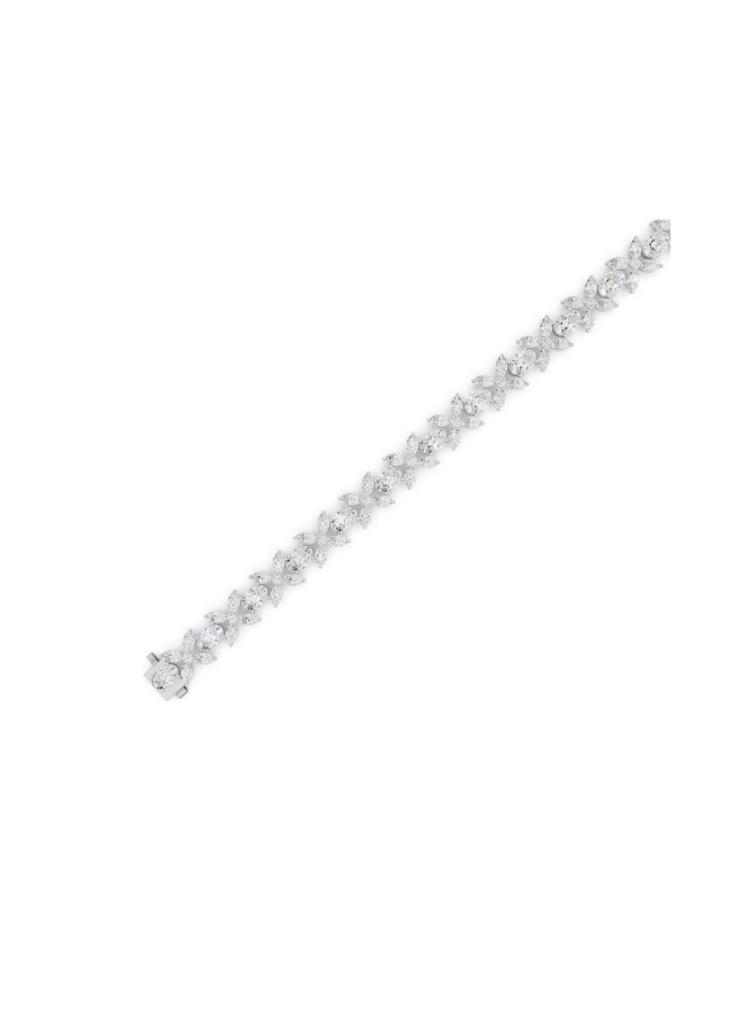 Floral Cluster Diamond and Oval Bracelet