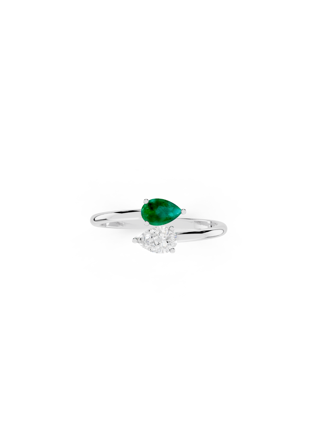 Pear Emerald Diamond Ring