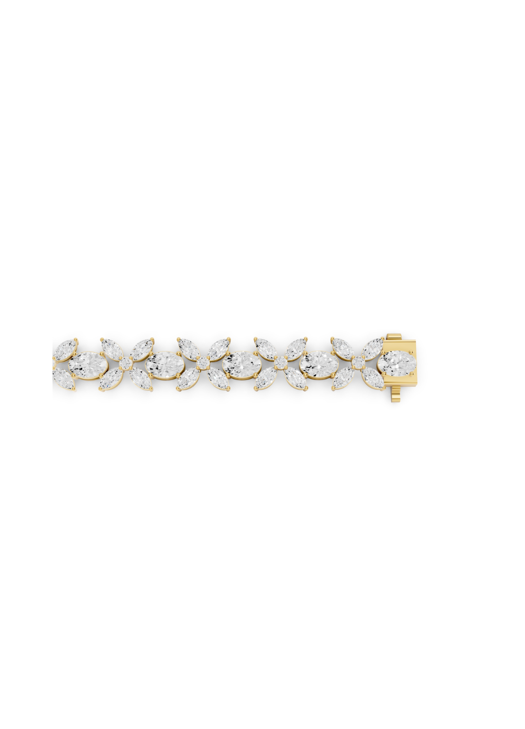 Floral Cluster Diamond and Oval Bracelet
