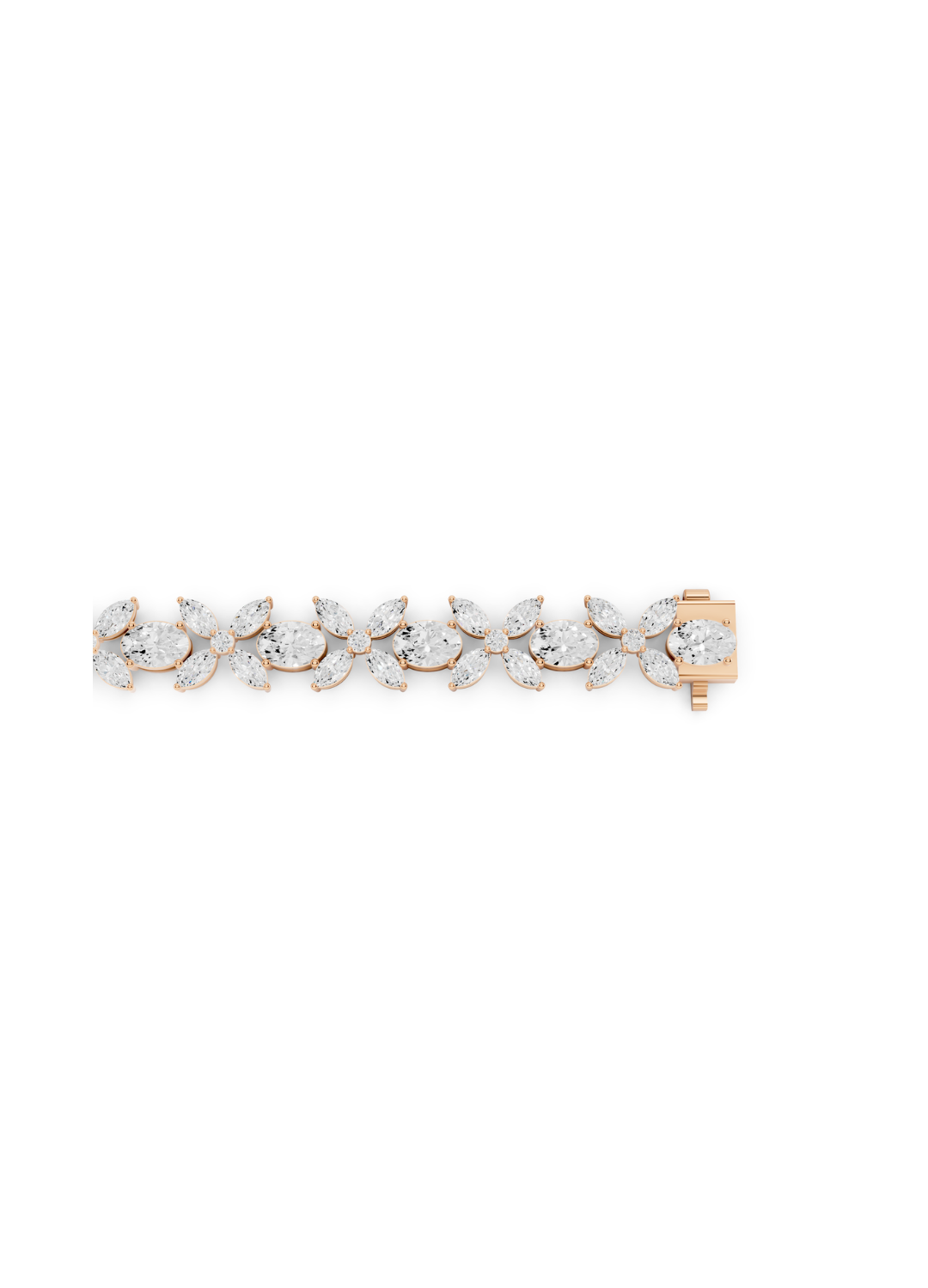 Floral Cluster Diamond and Oval Bracelet