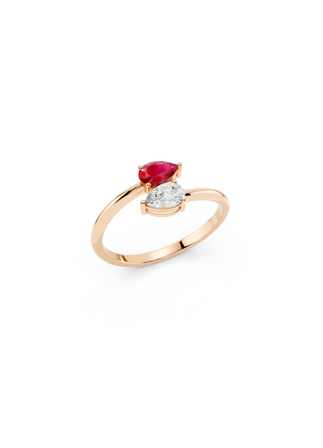 Pear Ruby Diamond Ring