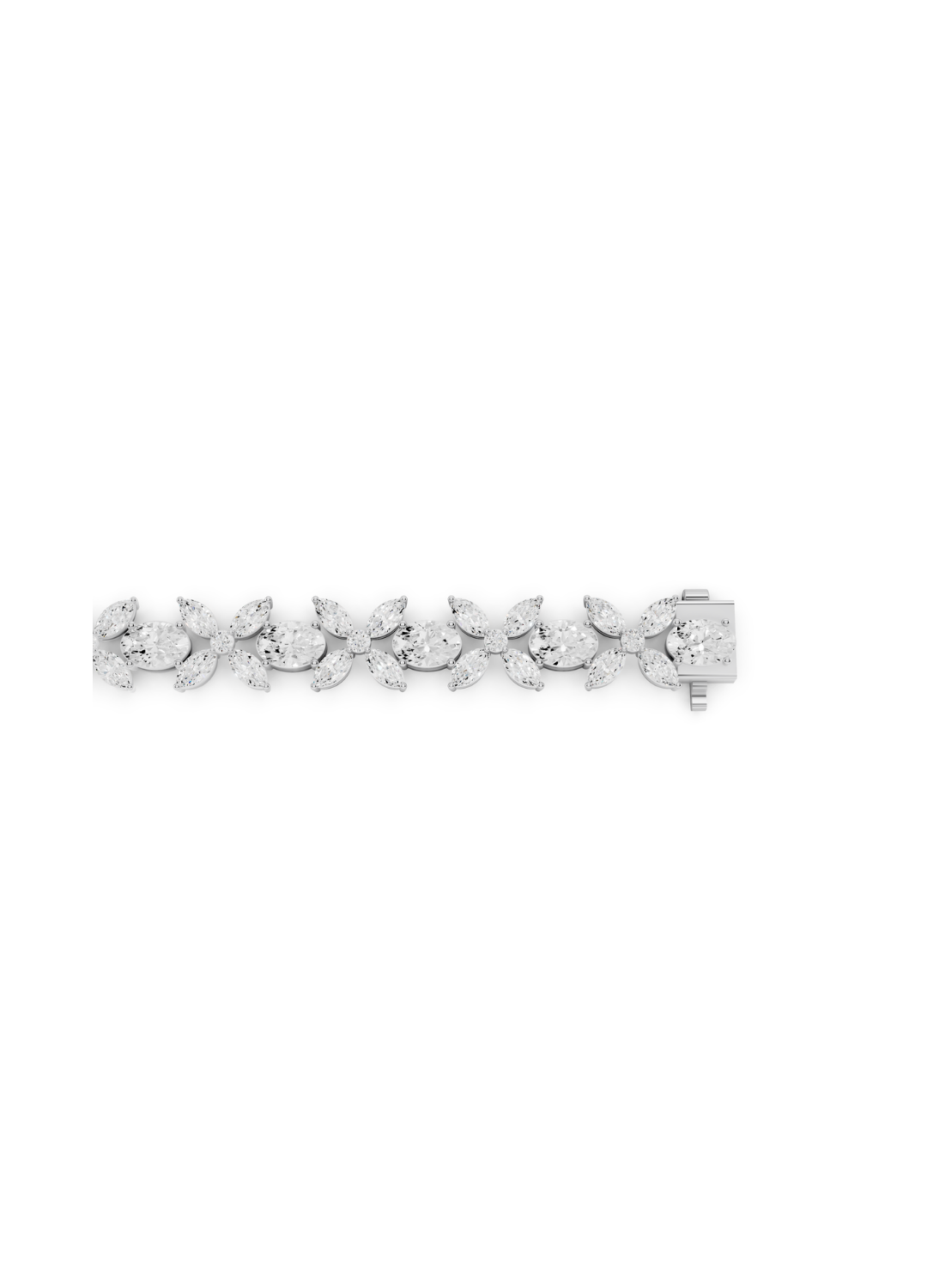 Floral Cluster Diamond and Oval Bracelet