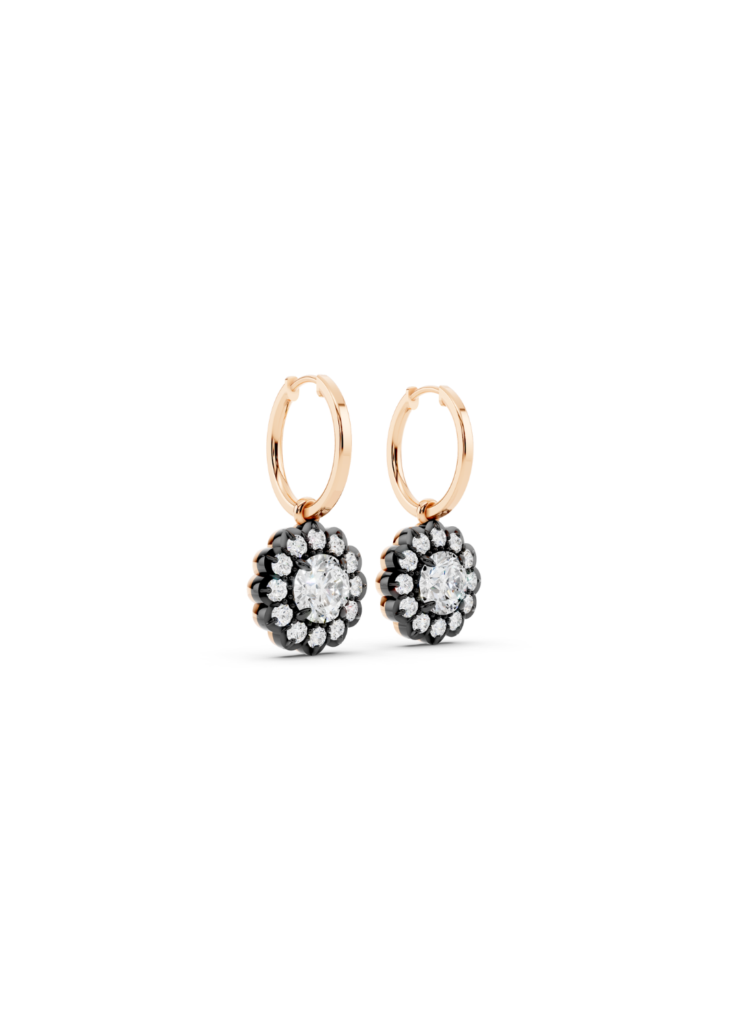 Round Diamond Cluster Drop Earrings
