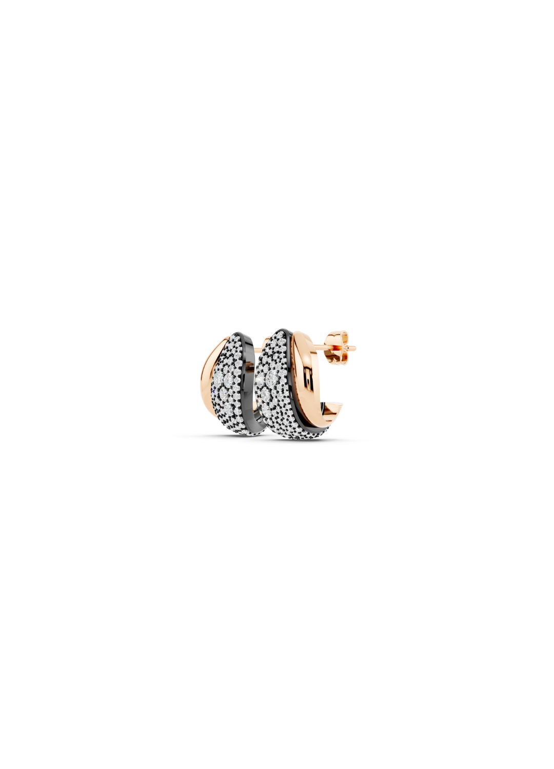 Pavé & Plain Domed Hoop Earring