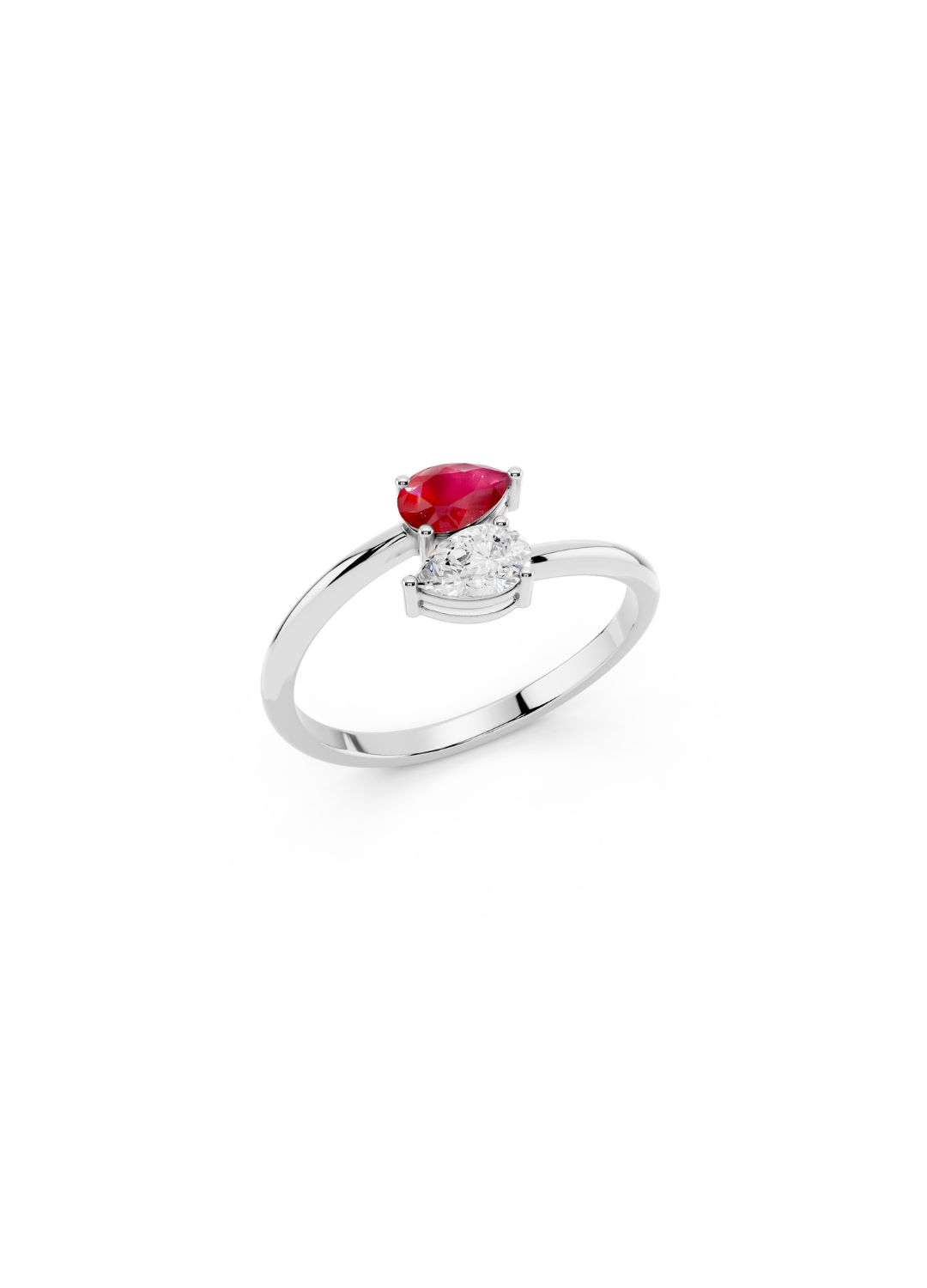Pear Ruby Diamond Ring
