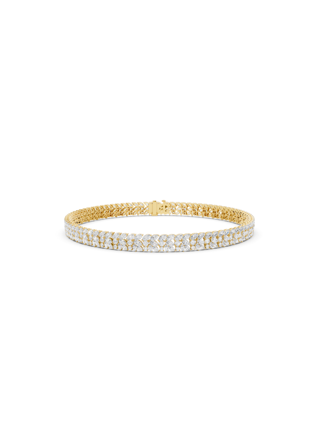 Double-Row Marquise Leaf Diamond Bracelet