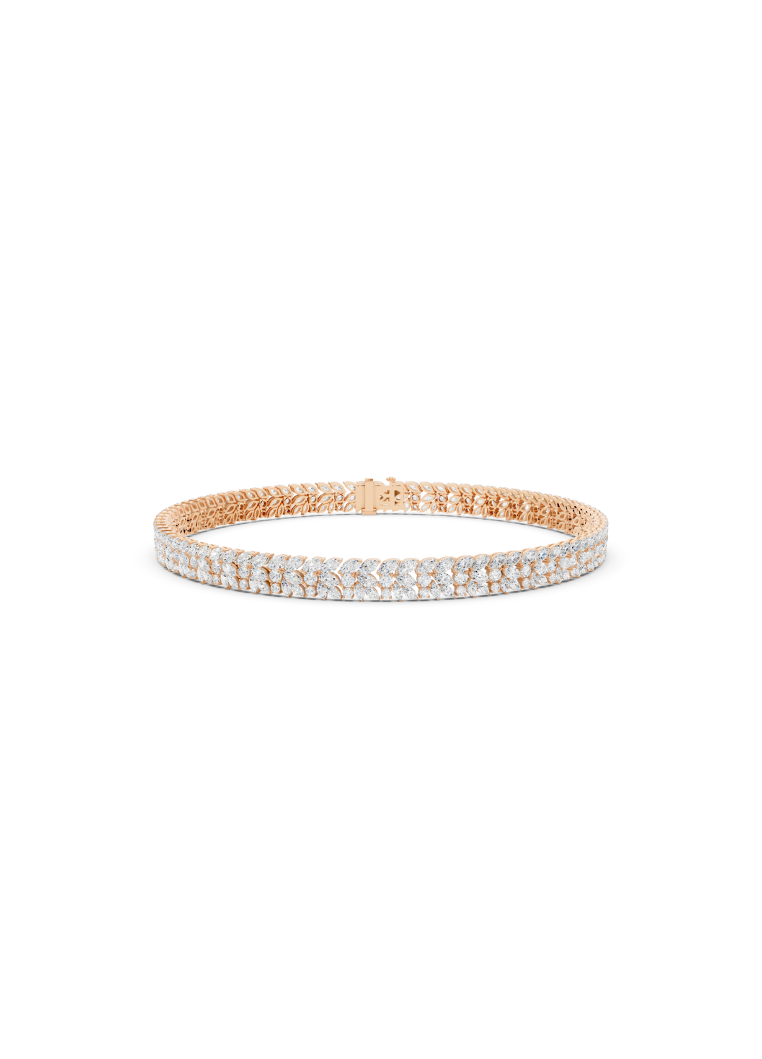 Double-Row Marquise Leaf Diamond Bracelet
