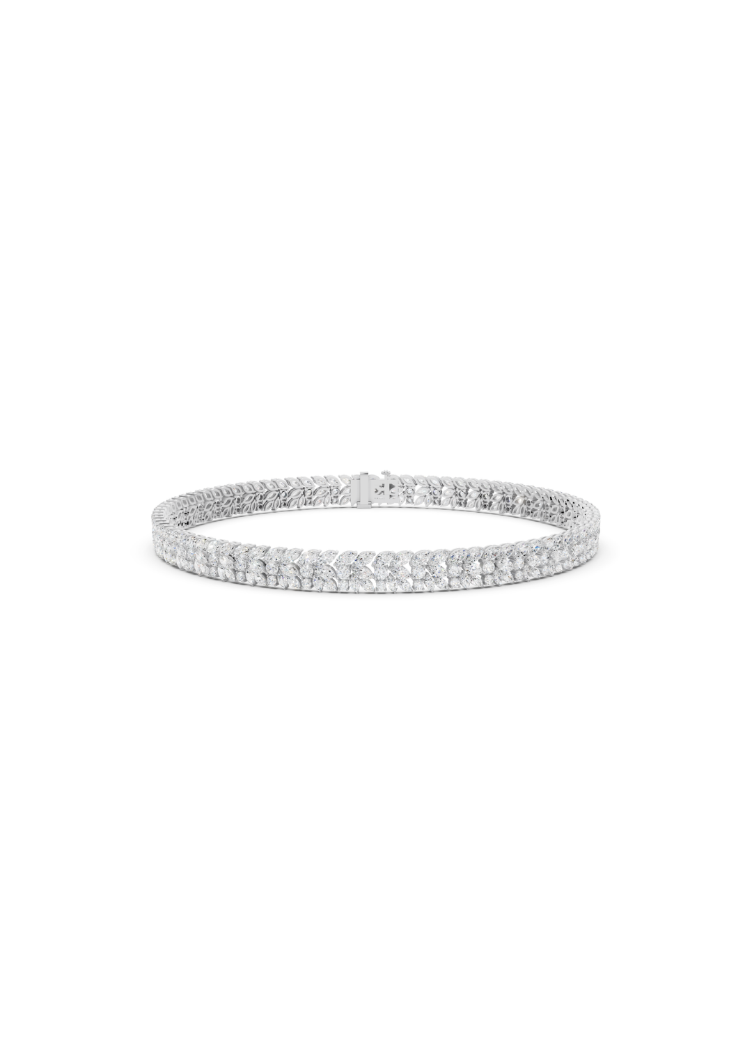 Double-Row Marquise Leaf Diamond Bracelet