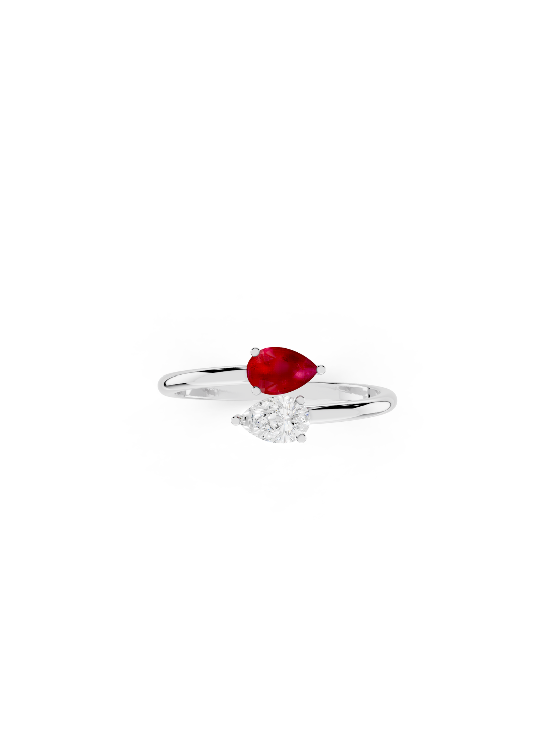 Pear Ruby Diamond Ring