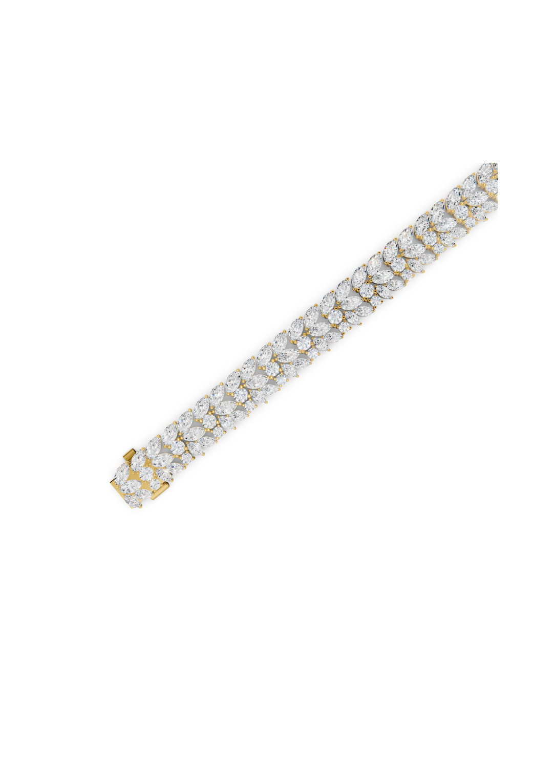 Double-Row Marquise Leaf Diamond Bracelet