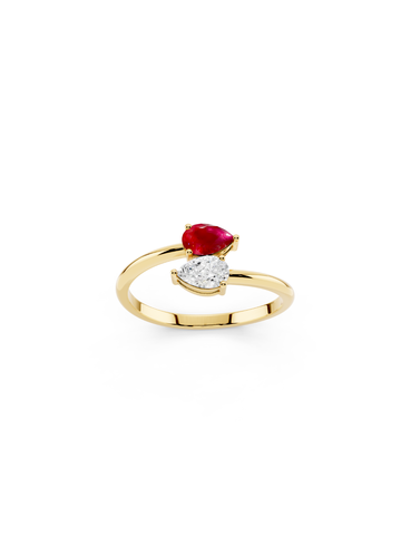 Pear Ruby Diamond Ring