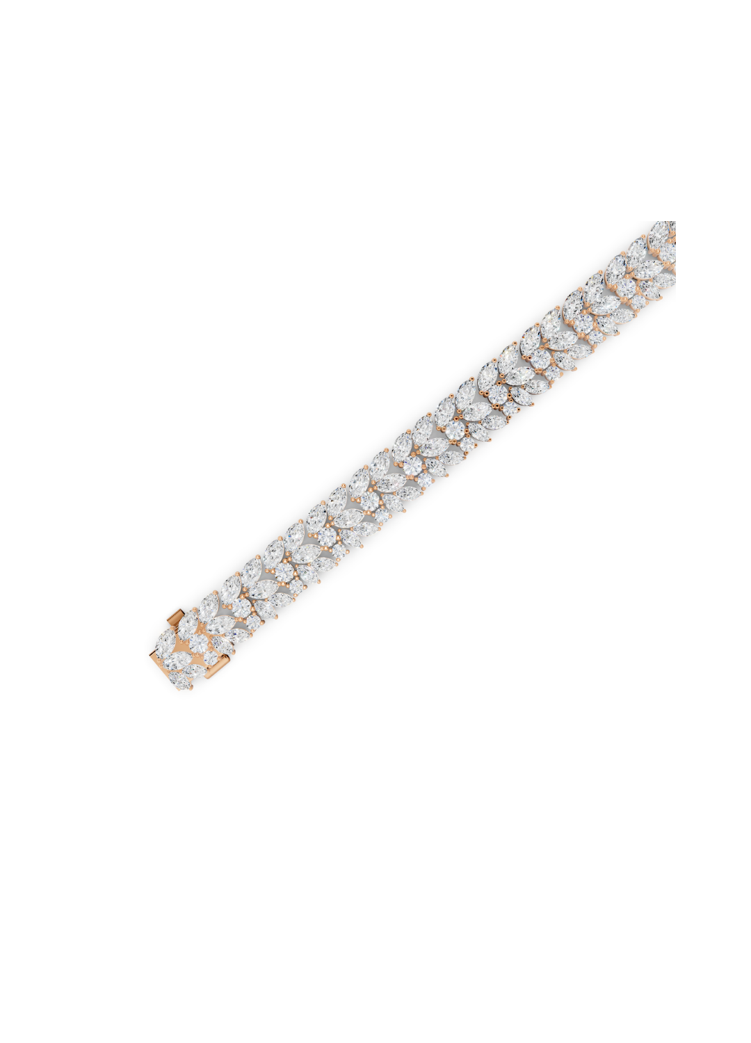 Double-Row Marquise Leaf Diamond Bracelet