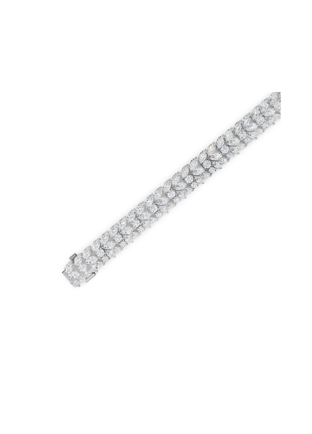 Double-Row Marquise Leaf Diamond Bracelet