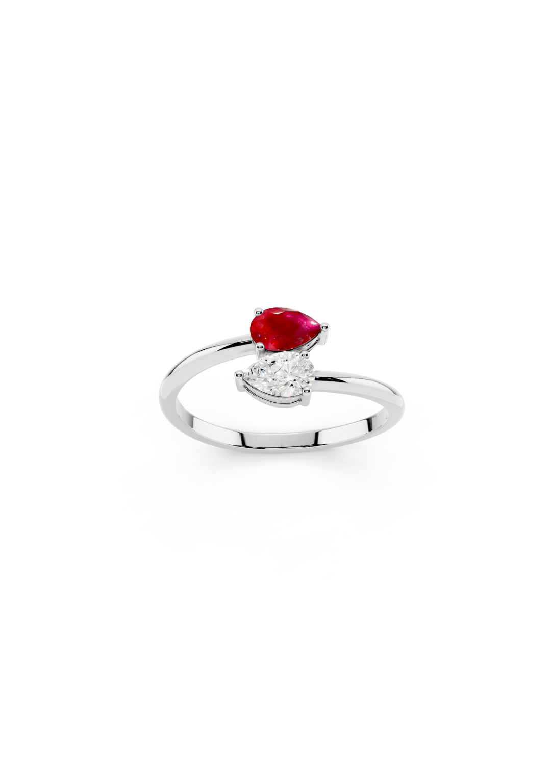 Pear Ruby Diamond Ring