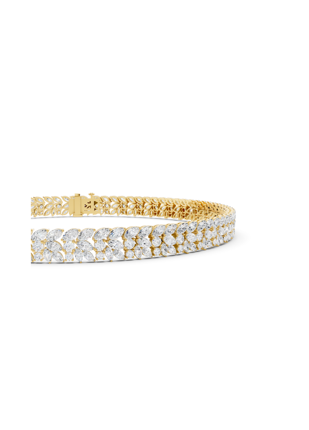 Double-Row Marquise Leaf Diamond Bracelet