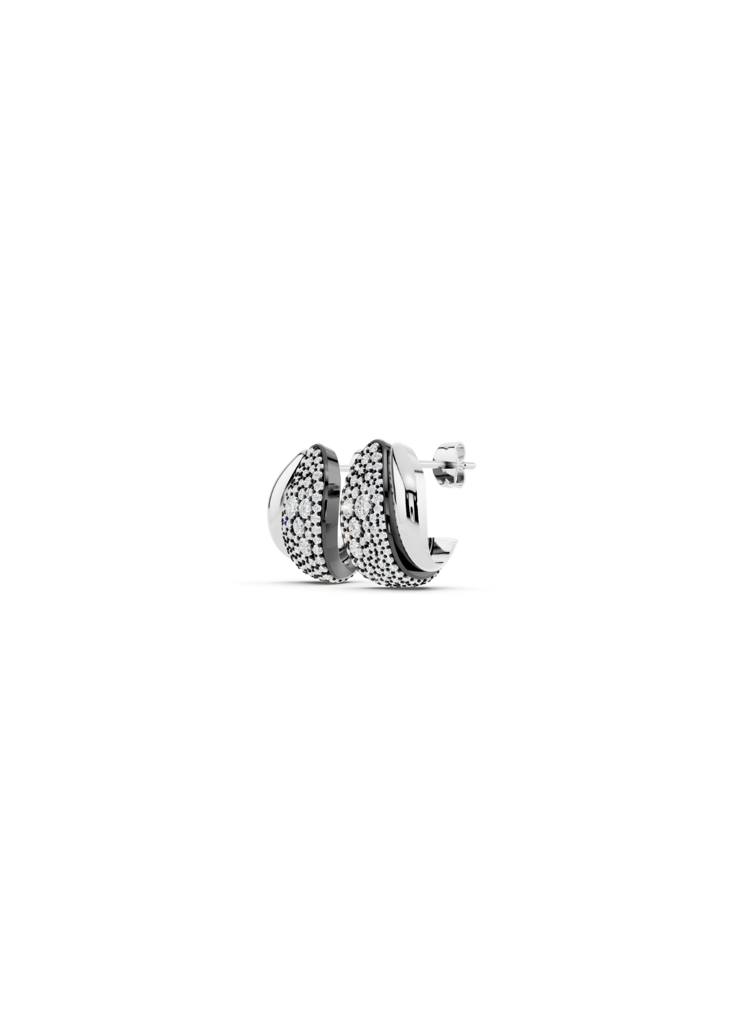 Pavé & Plain Domed Hoop Earring