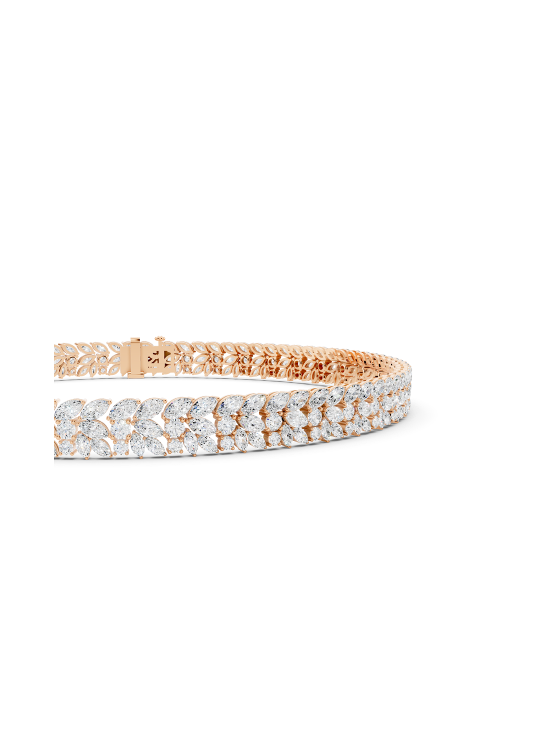 Double-Row Marquise Leaf Diamond Bracelet