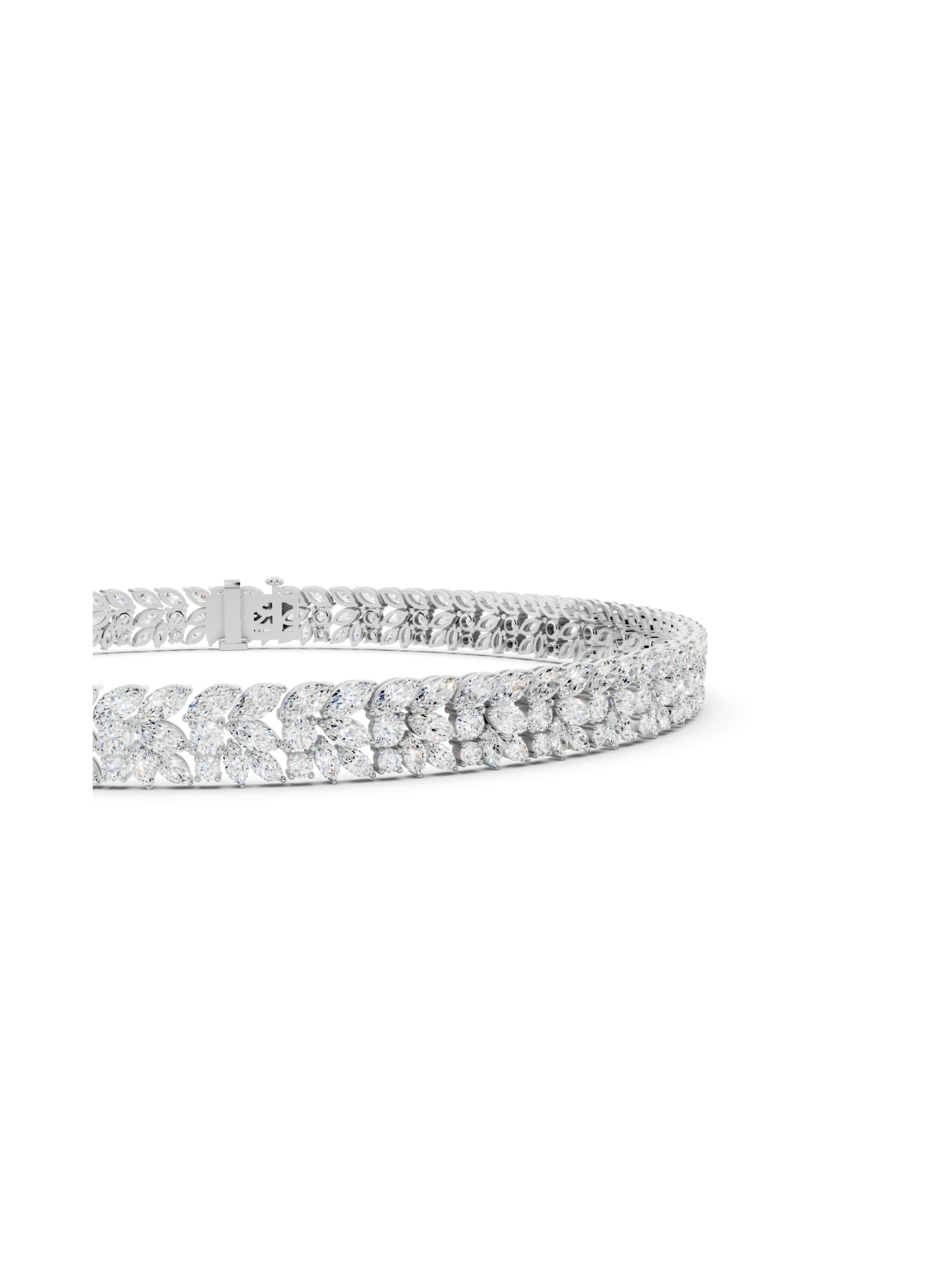 Double-Row Marquise Leaf Diamond Bracelet