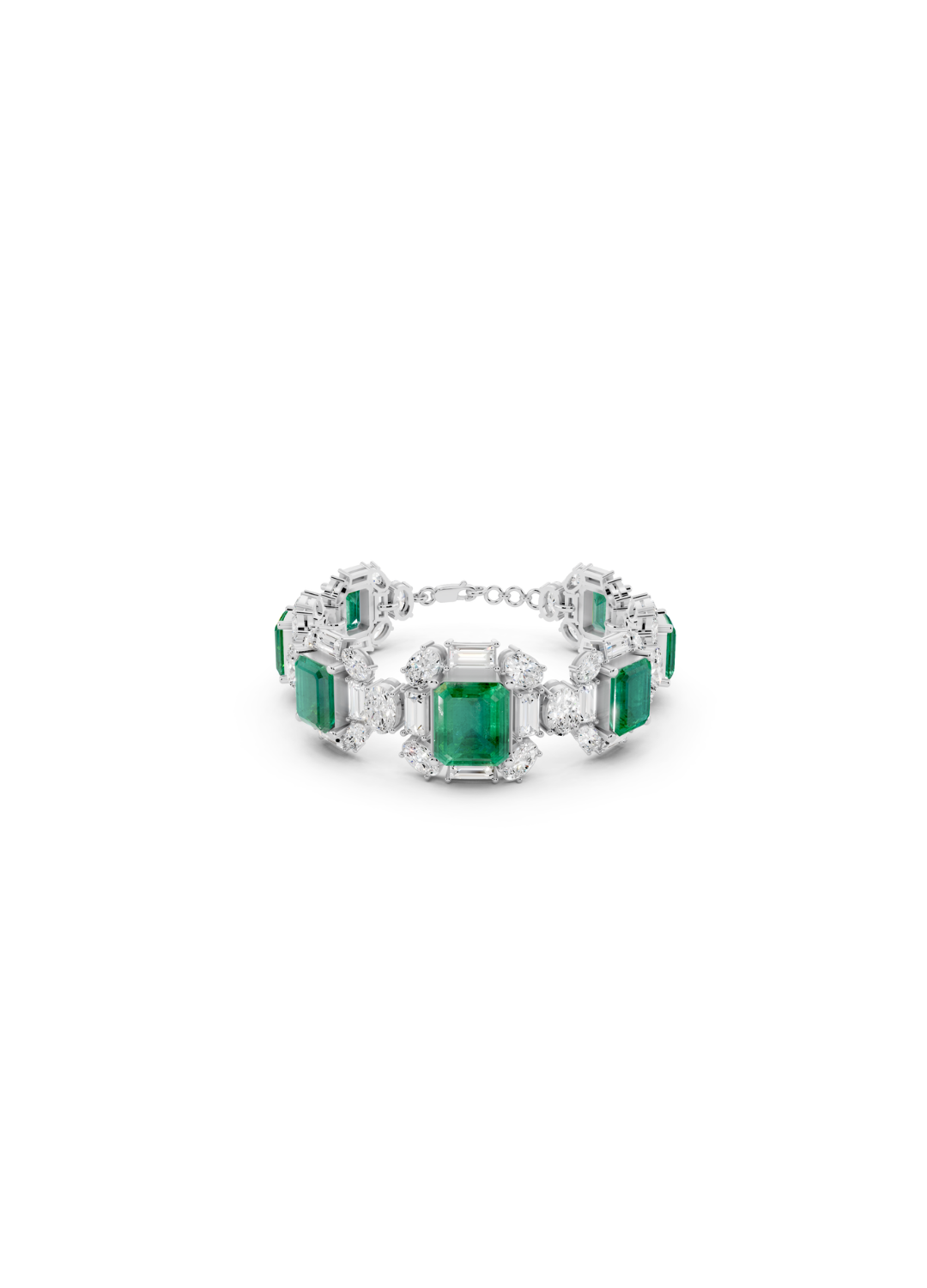 Emerald and Mixed-Cut Diamond Statement Bracelet