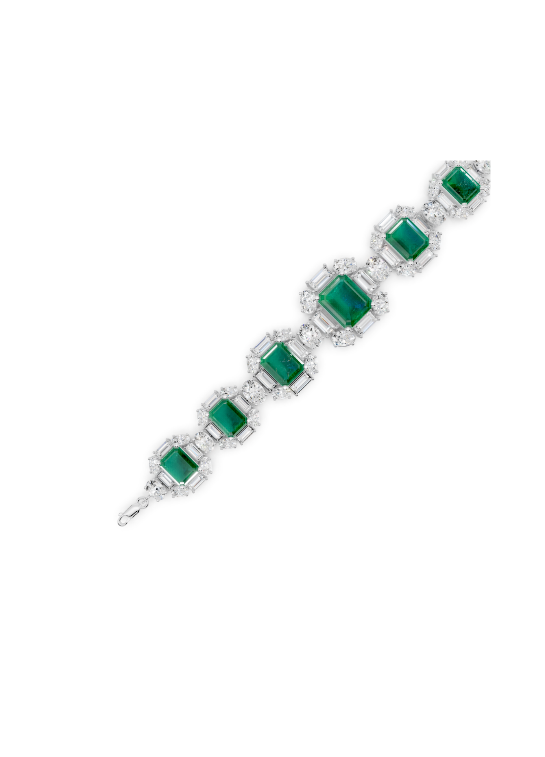 Emerald and Mixed-Cut Diamond Statement Bracelet